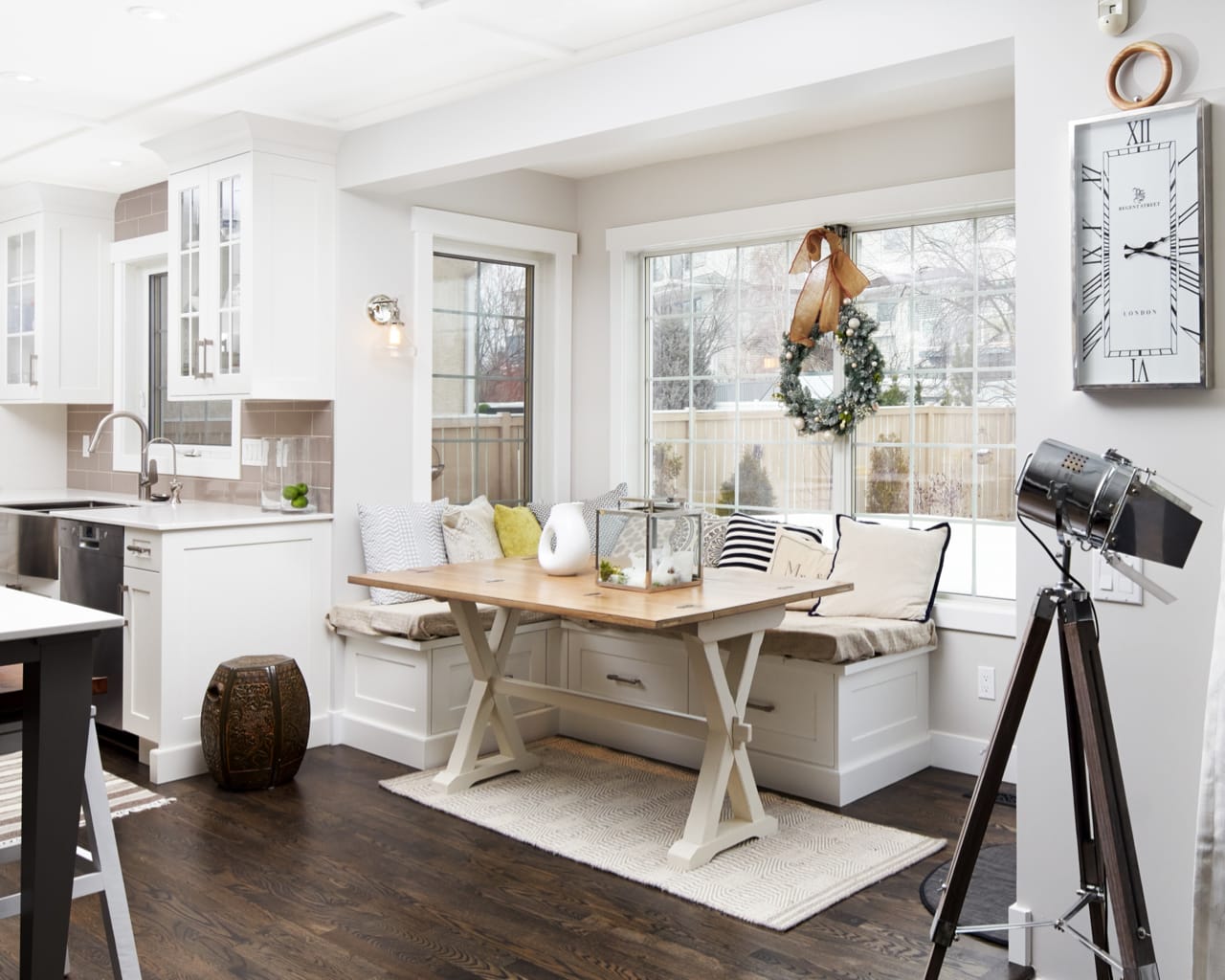 Updated breakfast nook with bench seating.